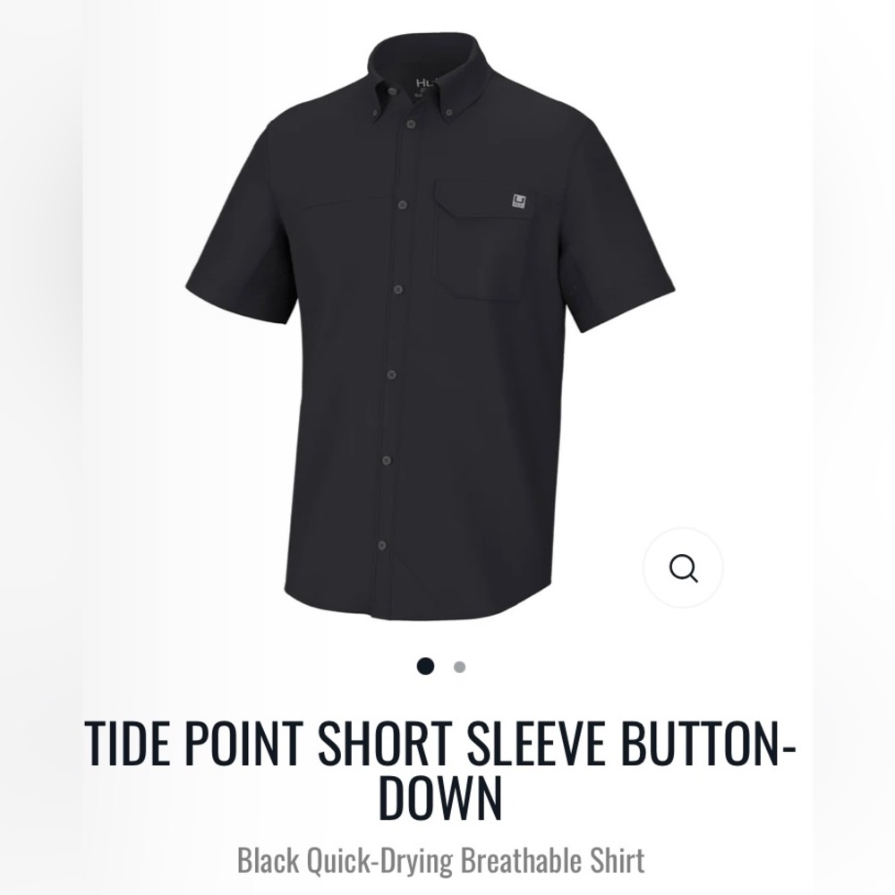 Huk tide point fishing shirt, mens, large, black